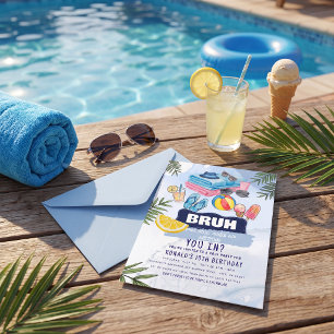 Trendy summer swimming pool birthday party  invitation