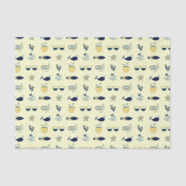 Trendy Summer Symbols Pattern Tissue Paper (Front)