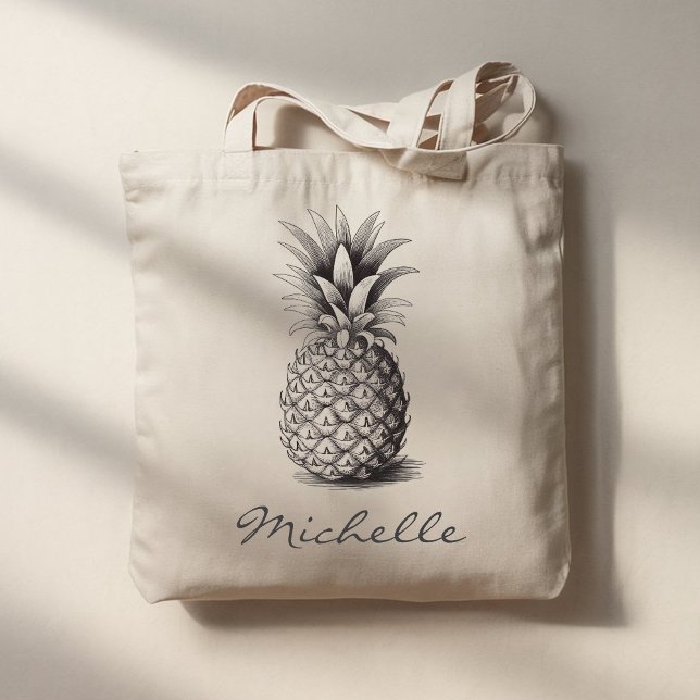 Trendy Summer Tropical Pineapple Personalized      Tote Bag (Creator Uploaded)