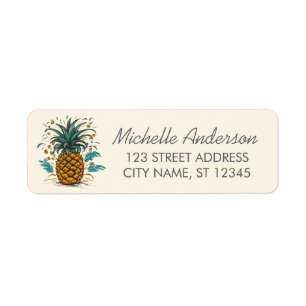 Trendy Summer Tropical Pineapple Return Address Label