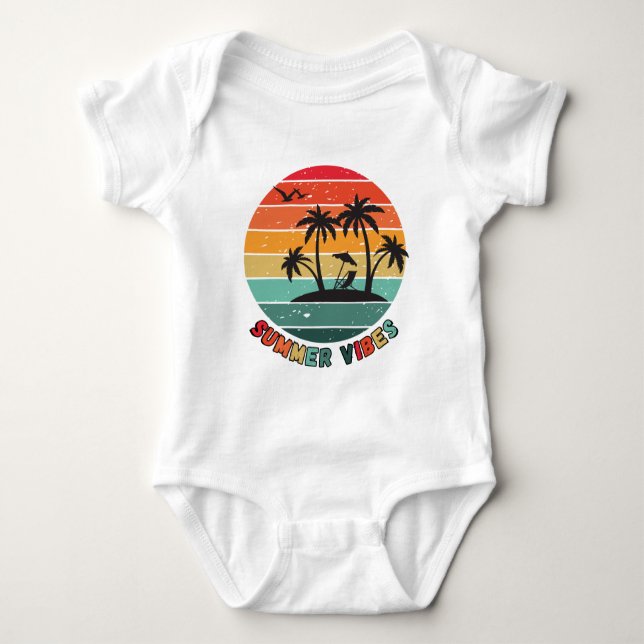 trendy "summer vibes"  baby bodysuit (Front)
