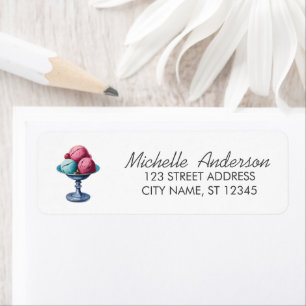 Trendy Summer Watercolor Ice Cream Return Address Label