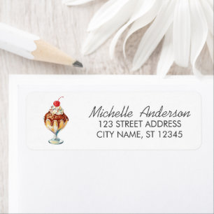 Trendy Summer Watercolor Ice Cream Return Address Label