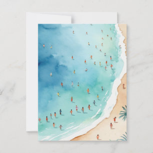 Trendy Summer Watercolor Ocean Beach Wave   Postcard
