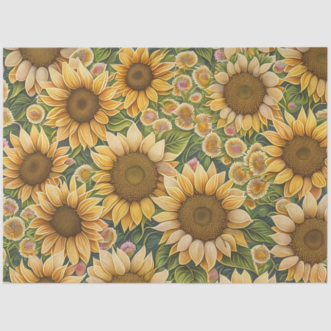 Trendy Sunflower Beautiful Collection Tissue Paper (Front)