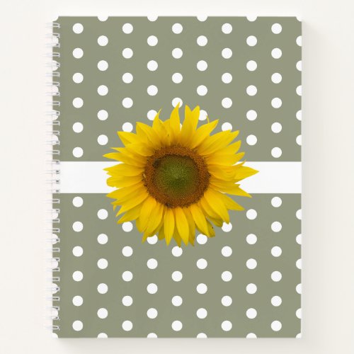 Trendy Sunflower Polka Dots Green    Notebook