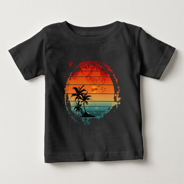 trendy sunset palm tree baby T-Shirt (Front)