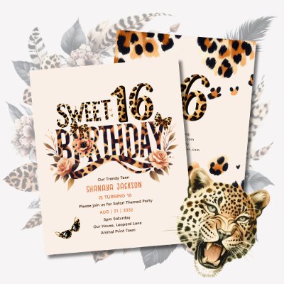 Trendy Sweet 16 Leopard Print Safari