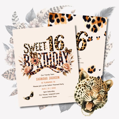 Trendy Sweet 16 Leopard Print Safari 