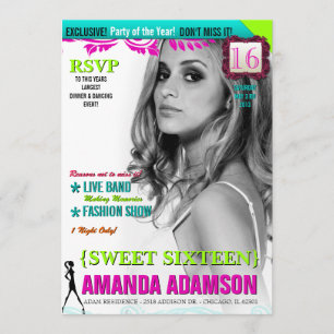 Trendy Sweet Sixteen Magazine Cover invitations
