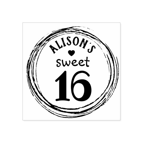Trendy sweet sixteen personalized rubber stamp