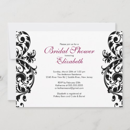 Trendy Swirl Flourish Bride Bridal Shower Invite