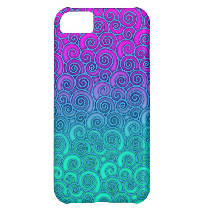 Trendy Swirly Wavy Teal and Bright PInk Abstract iPhone 5C Covers