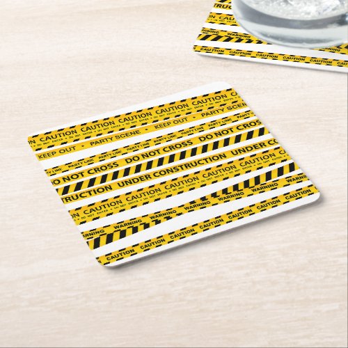 Trendy Tableware Construction Theme Party Supplies Square Paper Coaster