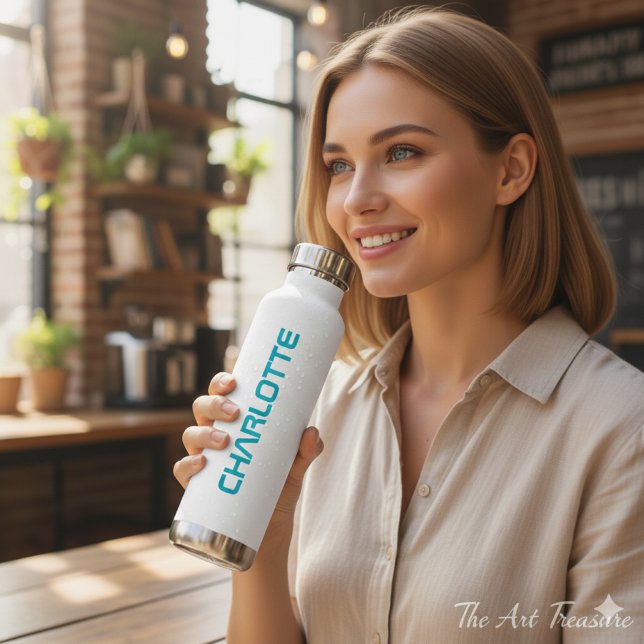 Trendy Tale Blue Name Script Custom Water Bottle (Creator Uploaded)