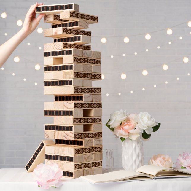 Trendy Tan Pieces Outdoor Giant Topple Tower Game (Wedding)