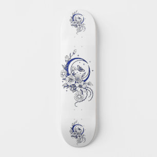 Trendy Tattoo Style Floral Crescent Moon Deck