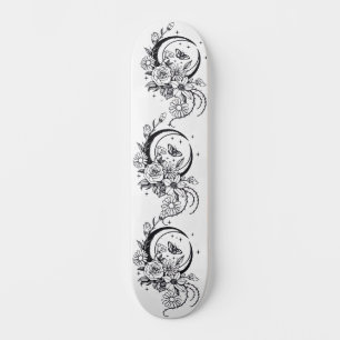 Trendy Tattoo Style Floral Crescent Moon Deck