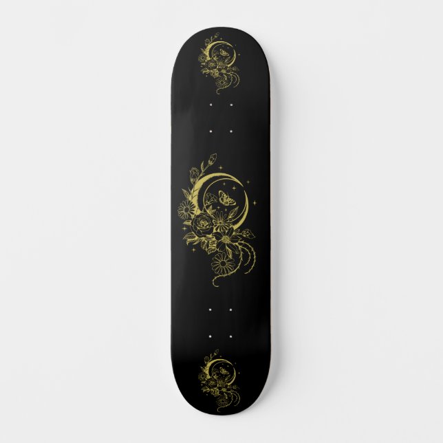 Trendy Tattoo Style Floral Crescent Moon Deck (Front)