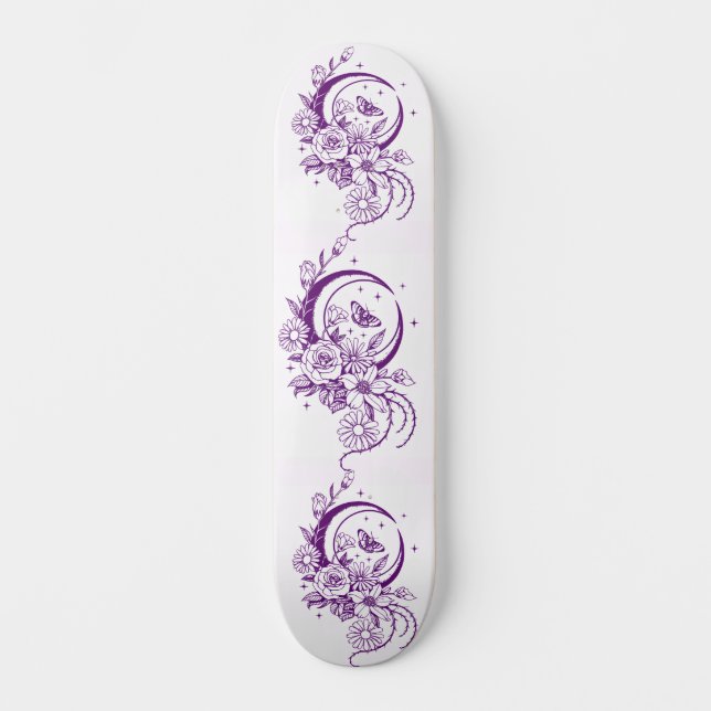 Trendy Tattoo Style Floral Crescent Moon Deck (Front)
