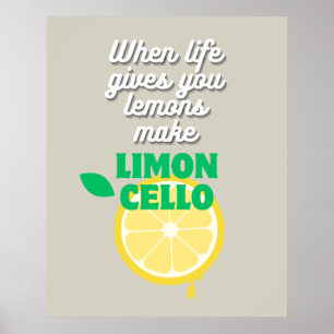 Trendy Taupe Italian Lemon Limoncello Kitchen Bar  Poster