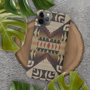 Trendy Taupe Tan Beige Brown Red Black Mosaic Art iPhone 11 Pro Max Case