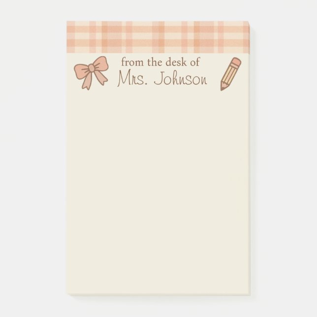 Trendy Teacher Personalized 4"x6" Post-It Notes  (Front)