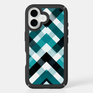 Trendy Teal Abstract Chevron Pattern iPhone 16 Case