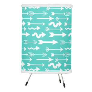 Trendy Teal and White Arrow Pattern Tripod Lamp