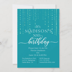 Trendy Teal Beads Birthday Party Invitation