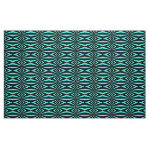 Trendy Teal & Black Op Art Geometric Pattern Fabric