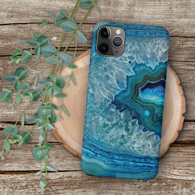 Trendy Teal Blue Aqua Turquoise Geode Rock Pattern Case-Mate iPhone Case (Creator Uploaded)