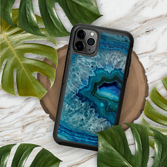 Trendy Teal Blue Aqua Turquoise Geode Rock Pattern Otterbox iPhone Case (Creator Uploaded)