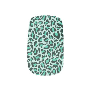 Trendy Teal Blue Leopard Print Minx Nail Art