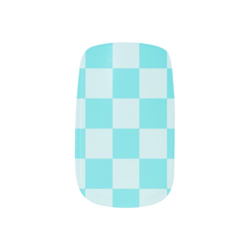 Trendy teal checkerboard nail minx nail art