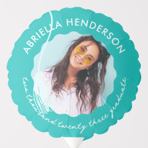 Trendy Teal Graduation Photo Balloon