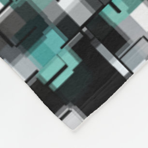 Trendy Teal Green Black White Cool Fleece Blanket