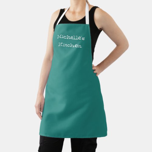 Trendy Teal Green Retro Typography   Apron