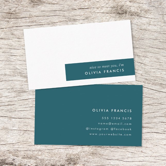 Trendy Teal Modern Minimalist Stylish Business Card (Creator Uploaded)