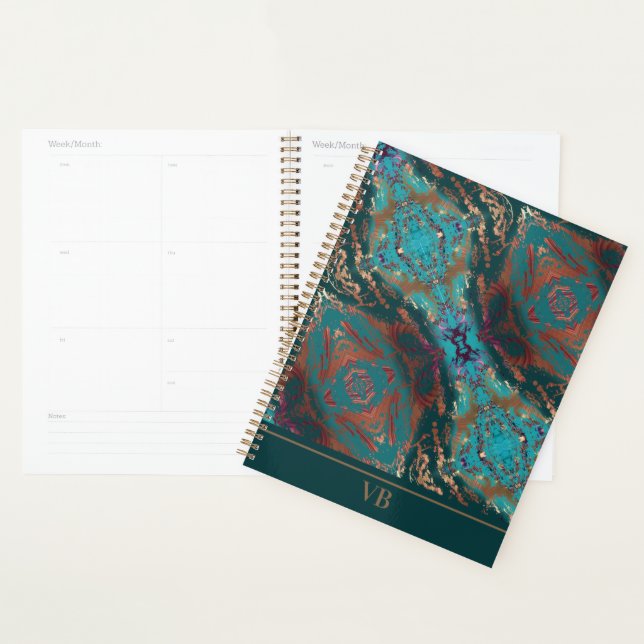 Trendy Teal Monogram Planner (Display)