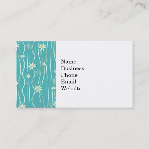 Trendy Teal Summer Flower Pattern Business Card Template