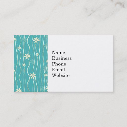 Customizable Trendy Teal Summer Flower Pattern Business Card Template