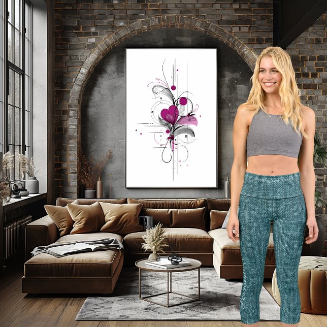 Trendy Teal Texture Denim: Personalize Logo & Text Capri Leggings (Creator Uploaded)