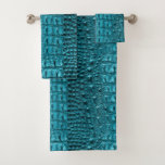 Trendy Teal Turquoise Aqua Blue Alligator Print Bath Towel Set at Zazzle
