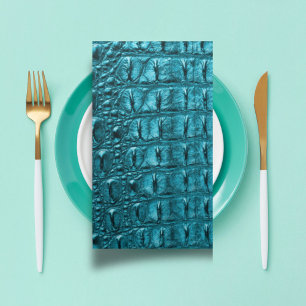 trendy teal turquoise aqua blue alligator print cloth napkin