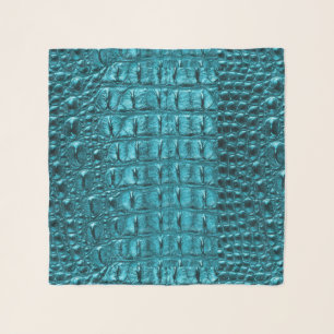 trendy teal turquoise aqua blue alligator print scarf
