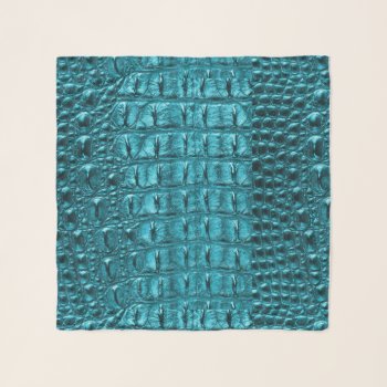 Trendy Teal Turquoise Aqua Blue Alligator Print Scarf by WhenWestMeetEast at Zazzle