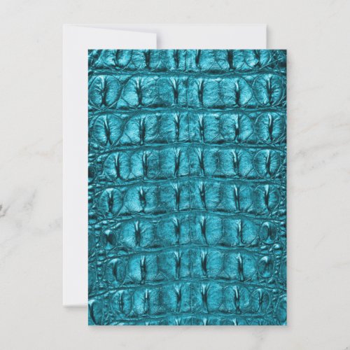 trendy teal turquoise aqua blue alligator print thank you card