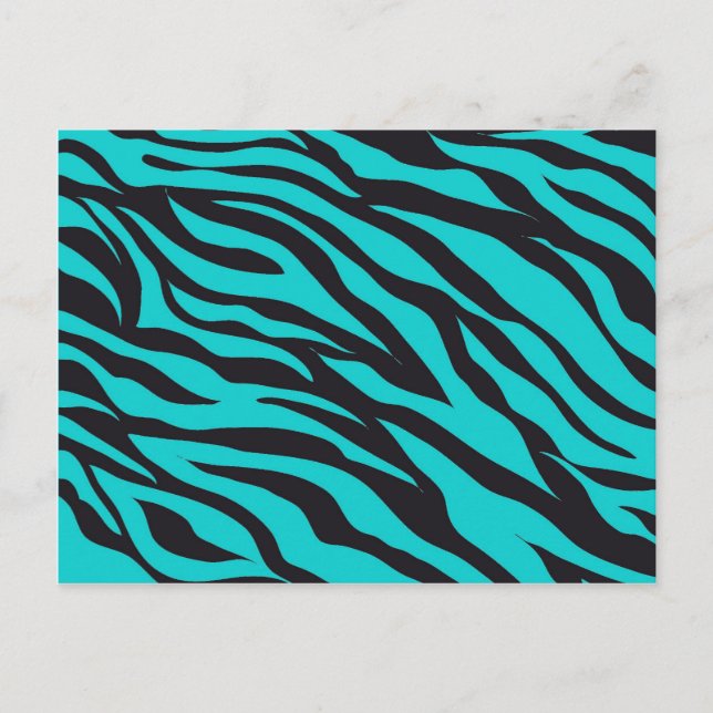 Trendy Teal Turquoise Black Zebra Stripes Postcard (Front)
