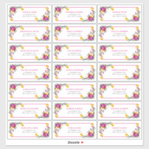 Trendy Technicolor Boho Floral Guest Address Sticker